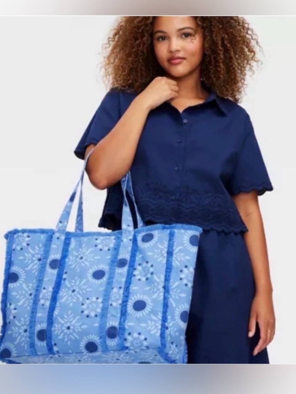 Roller Rabbit X Target Star Medallion Fringe Canvas Tote NWT